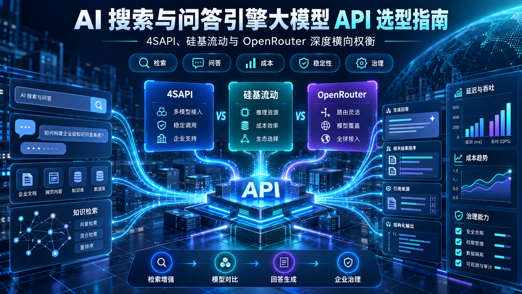 AI 搜索与问答引擎大模型 API 选型指南：4SAPI、硅基流动与 OpenRouter 深度横向权衡